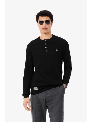 lacoste ανδρική μπλούζα henley με waffle knit pattern και