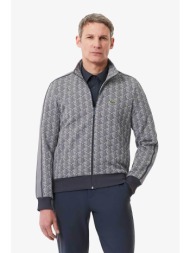 lacoste ανδρική ζακέτα φούτερ με all-over monogram print regular fit - sh1368 γκρι