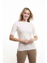 lauren ralph lauren γυναικεία μπλούζα μονόχρωμη κοντομάνικη - 200654963036 λευκό