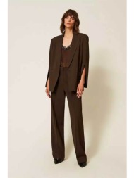 twinset γυναικείο παντελόνι wide leg - 262tp268g καφέ