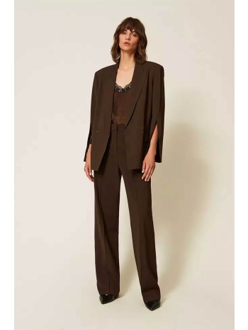 twinset γυναικείο παντελόνι wide leg - 262tp268g καφέ