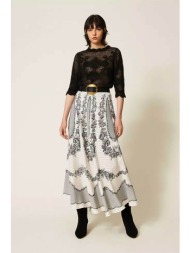 twinset γυναικεία maxi φούστα με all-over floral print - 262tp267e λευκό
