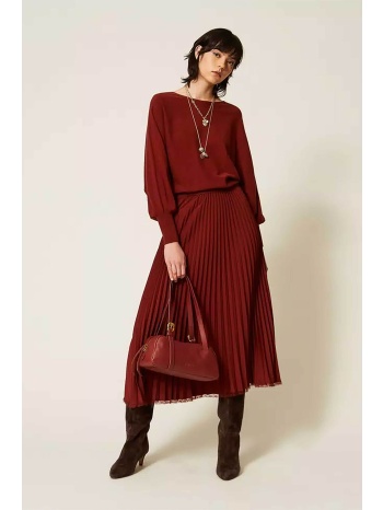 twinset γυναικείο midi φόρεμα με πλισέ λεπτομέρεια 
