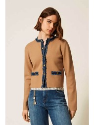 twinset γυναικεία ζακέτα με denim λεπτομέρειες - 262li3gaa ταμπά