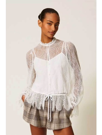 twinset γυναικείο πουκάμισο δαντέλα - 262tp274c εκρού