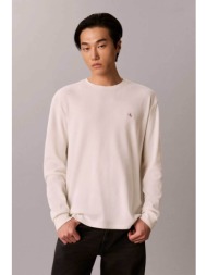 calvin klein jeans ανδρική μακρυμάνικη μπλούζα με waffle pattern και monogram regular fit - lv040em2