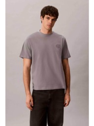 calvin klein jeans ανδρικό t-shirt με ανάγλυφο monogram regular fit - lv04rg220g γκρι