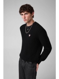 guess ανδρικό πουλόβερ ribbed με λογότυπο regular fit - m4br30z3hm1 μαύρο