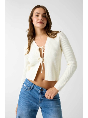 guess γυναικεία πλεκτή ζακέτα ribbed - w6yr42z1103 λευκό