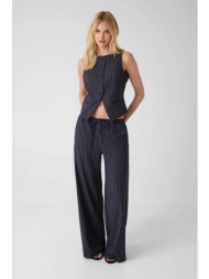 guess γυναικείο παντελόνι με ριγέ σχέδιο wide leg - w6yb08w2829 μπλε σκούρο