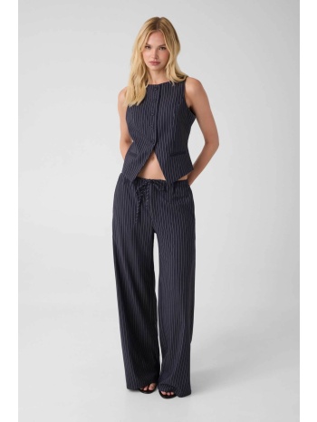 guess γυναικείο παντελόνι με ριγέ σχέδιο wide leg 