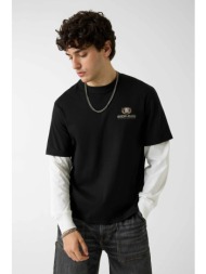 guess ανδρική μακρυμάνικη μπλούζα με λογότυπο regular fit - m6yi04k3644 μαύρο