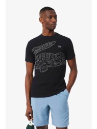 lacoste ανδρικό t-shirt με crocodile print regular fit - th6682 μαύρο