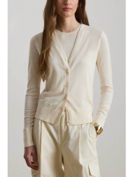 lauren ralph lauren γυναικεία ζακέτα πλεκτή με κεντημένο λογότυπο - 200b22260002 κρέμ