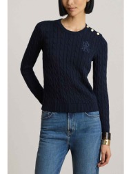 lauren ralph lauren γυναικείο πουλόβερ με cable knit pattern relaxed fit - 200p14039002 μπλε σκούρο