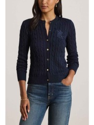 lauren ralph lauren γυναικεία ζακέτα πλεκτή με κεντημένο λογότυπο - 200p14040002 μπλε σκούρο