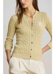 lauren ralph lauren γυναικεία ζακέτα πλεκτή με κεντημένο λογότυπο - 200p14040501 μπεζ