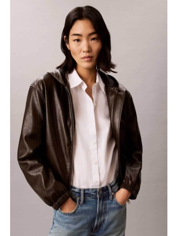 calvin klein jeans γυναικείο cropped jacket faux leather με