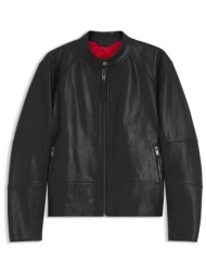 hugo ανδρικό δερμάτινο jacket slim fit `likos` - 50564039 μαύρο