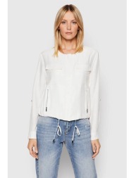 dkny γυναικείο bomber jacket μονόχρωμο από τεχνητό μετάξι με τσέπες - p0rcnb41 κρέμ