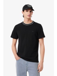 lacoste ανδρικό t-shirt πικέ με κεντημένο λογότυπο regular fit - th8174 μαύρο