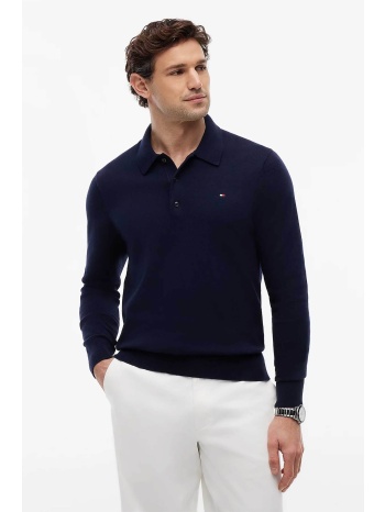 tommy hilfiger ανδρική πλεκτή μπλούζα πόλο με κασμίρι και