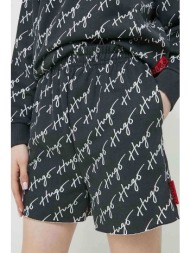 hugo γυναικείο σορτς βαμβακερό με all-over handwritten logo print και ελαστική μέση `nasinde` - 5048