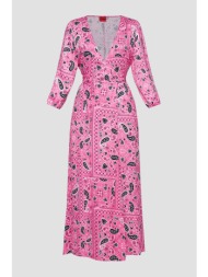 hugo boss γυναικείο midi φόρεμα με v λαιμόκοψη και all-over geometrical print `karone` - 50489973 ρο
