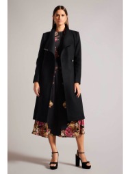 ted baker γυναικείο μάλλινο midi παλτό με ζώνη `rose` - 249306 μαύρο