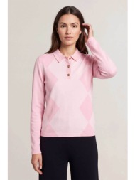 gant γυναικεία μπλούζα πόλο με argyle pattern regular fit - 4201610 ροζ