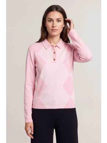 gant γυναικεία μπλούζα πόλο με argyle pattern regular fit 