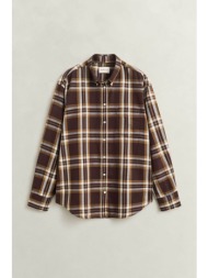 gant γυναικείο πουκάμισο flannel button down με καρό σχέδιο και τσέπη relaxed fit - 4300673 καφέ σκο