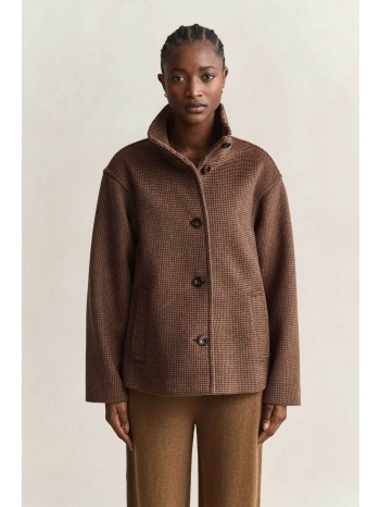 gant γυναικείο μάλλινο jacket με κασμίρι και καρό σχέδιο