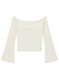 guess γυναικεία μπλούζα off shoulder slim fit `marika` - w6yp27k4376 λευκό