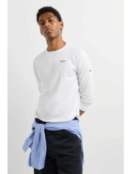 pepe jeans ανδρική μακρυμάνικη μπλούζα με logo print slim fit `original basic` - pm508211 λευκό