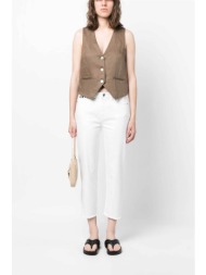 dkny γυναικείο τζην παντελόνι cropped μονόχρωμο πεντάτσεπο slim fit - e0rl2630 λευκό