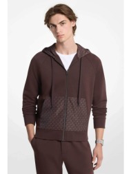 michael kors ανδρική ζακέτα φούτερ με κουκούλα regular fit - cf552q55mf καφέ