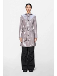 rains γυναικείο αδιάβροχο μακρύ jacket με κουκούλα `curve long` - r143/b18130 γκρι