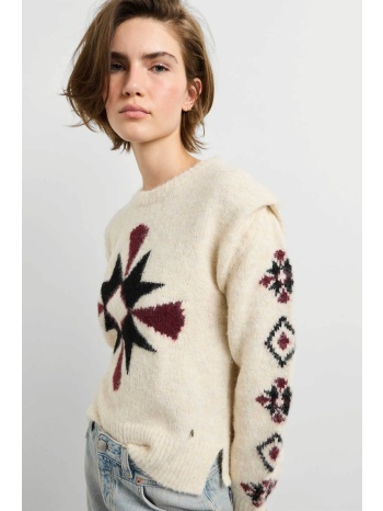 pepe jeans γυναικείο πουλόβερ με ethnic print regular fit σε προσφορά