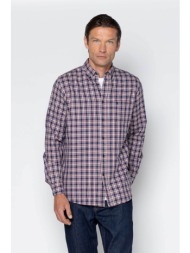 the bostonians ανδρικό πουκάμισο flannel button down με καρό σχέδιο και τσέπη με κεντημένο λογότυπο 