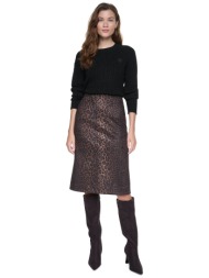 dkny γυναικεία pencil φούστα animal print - dj6k9644 καφέ