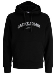jack & jones ανδρική μπλούζα φούτερ με κουκούλα regular fit - 12298451 μαύρο