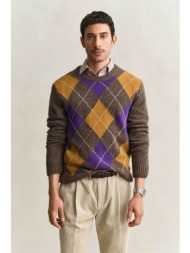 gant ανδρικό πουλόβερ με argyle pattern regular fit - 8040258 καφέ