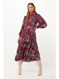 mexx γυναικείο midi φόρεμα με floral print a line - xc0613026w μπορντό
