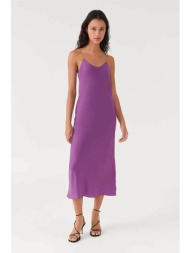 ba&sh γυναικείο midi φόρεμα slip-on μονόχρωμο με χάντρες στις τιράντες `carline` - 1e23carl μοβ