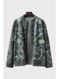 capsule the brand γυναικείο σακάκι με βελούδινη υφή και κεντήματα - capsule 9 γκρι
