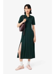 lacoste γυναικείο midi φόρεμα πόλο με πλισέ φούστα και κεντημένο λογότυπο flared & fitted - ef8660 κ