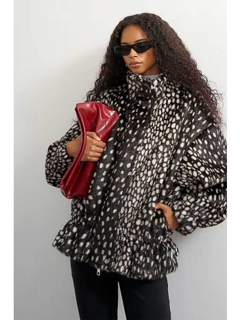 topshop γυναικείο faux fur jacket με print `gail`  σε προσφορά