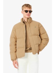 lacoste ανδρικό κοτλέ μπουφά με ψηλό λαιμό και κεντημένο λογότυπο - bh8701 μπεζ