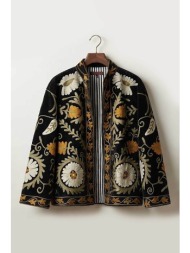 capsule the brand γυναικείο σακάκι με βελούδινη υφή και κεντήματα - capsule 38 μαύρο